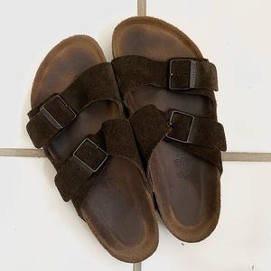 Birkenstock | Arizona Suede Sandals in Brown Finish